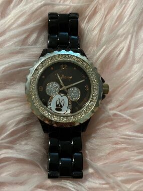 Watch Mickey Mouse - Works - Black Metal Band - Bling - ***Read*** - Vintage
